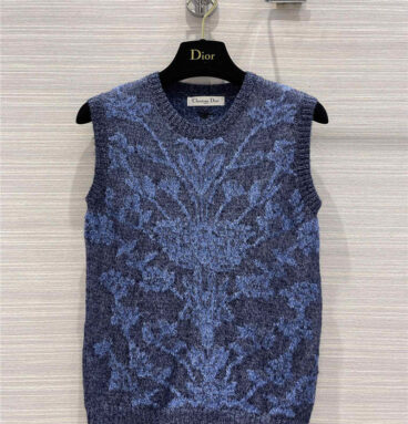 Dior heavy industry floral embroidery cashmere knit vest