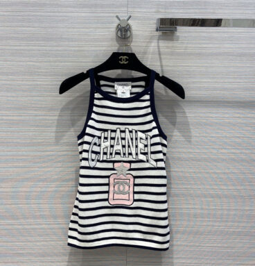 Chanel black and white striped knitted camisole
