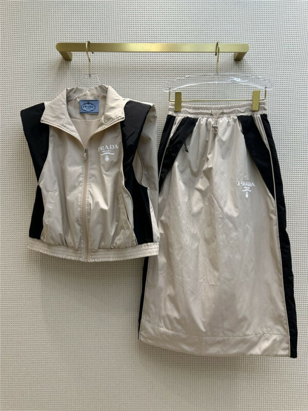 prada sporty color contrast sports vest set
