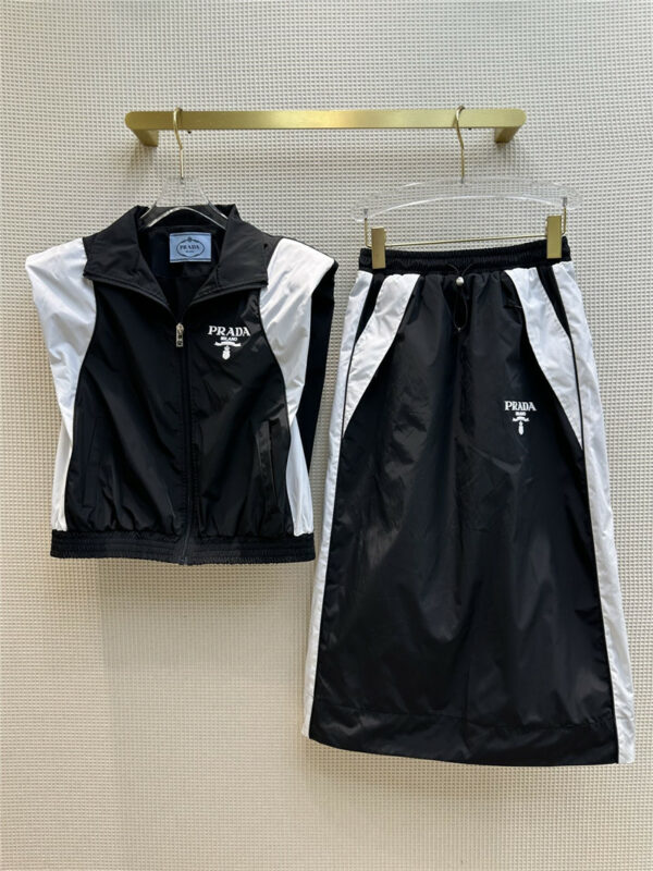 prada sporty color contrast sports vest set