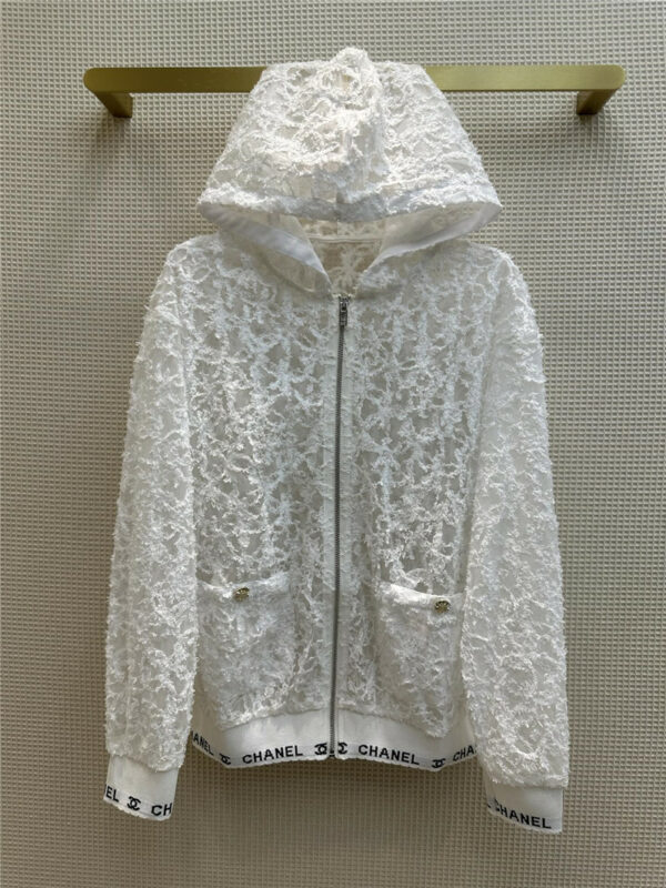 Chanel letter lace jacquard hooded sun protection clothing