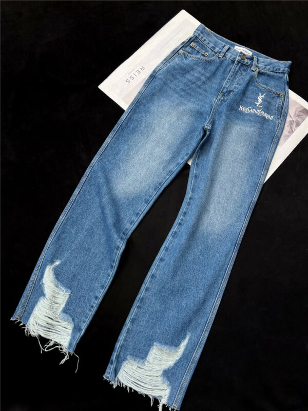 YSL New Frayed Design Jeans