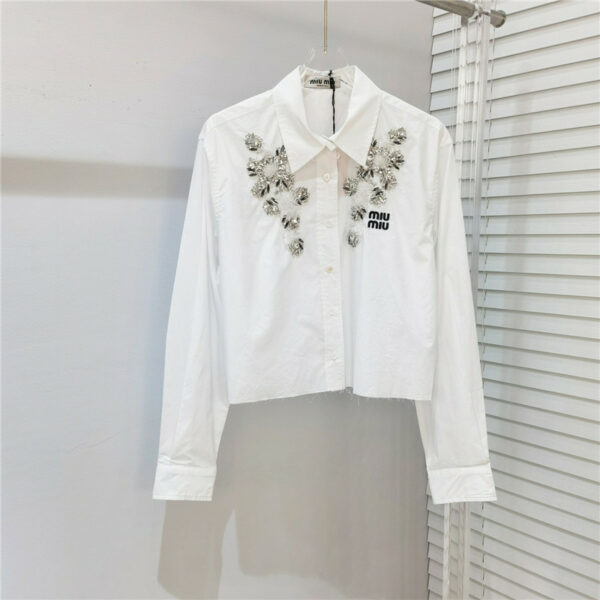 miumiu new jewel-embellished poplin shirt