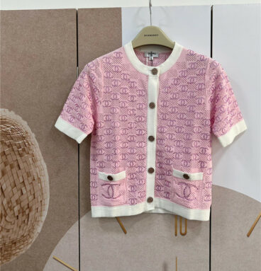 Chanel new jacquard sequined knitted short sleeves