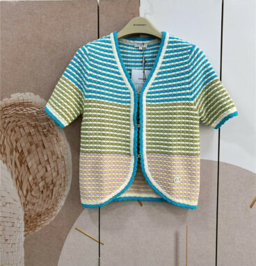 Chanel knitted short sleeve color contrast cardigan