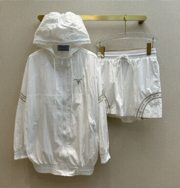 prada hooded embroidered logo sunscreen suit