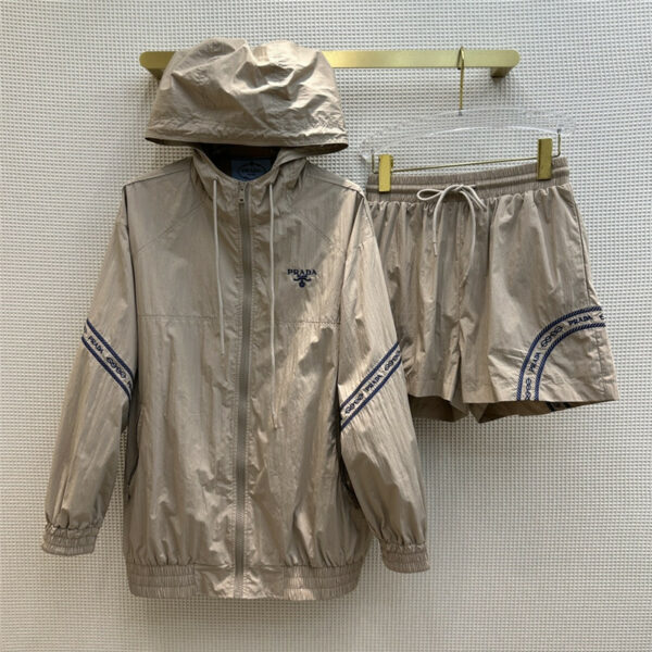 prada hooded embroidered logo sunscreen suit