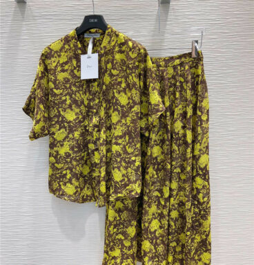Dior printed pattern bat sleeve top + skirt set