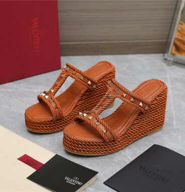 valentino rope studded wedge sandals