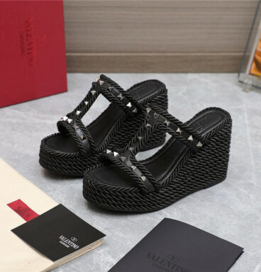 valentino rope studded wedge sandals
