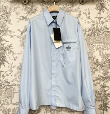 fendi logo zipped pocket shirt