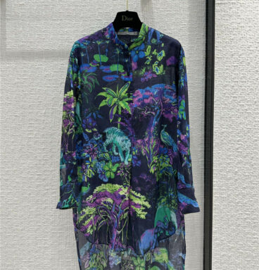 Dior Purple Voyage Jouy Print Long Sleeve Shirt