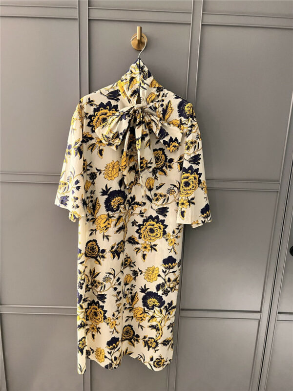gucci bow floral print dress