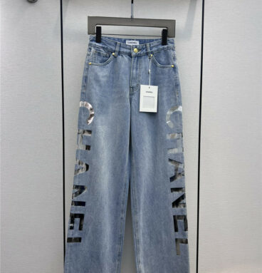 chanel logo straight jeans