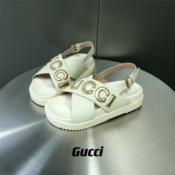 gucci letter logo platform slippers sandals