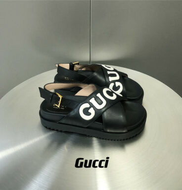 gucci letter logo platform slippers sandals