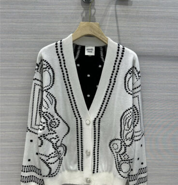 hermes V-neck wool cardigan jacket