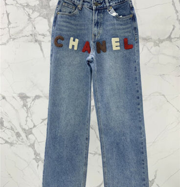 chanel logo jeans