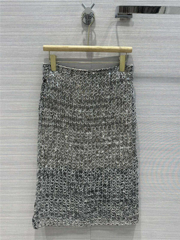 Brunello Cucinelli Scale Sequined Knit Maxi Skirt