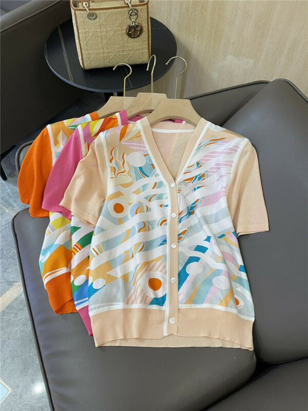 Hermès silk positioning print patchwork silk sweater