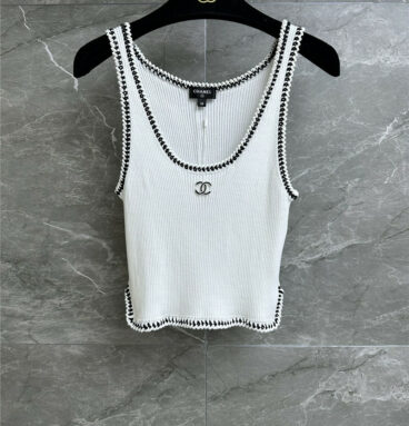 chanel black and white side vest