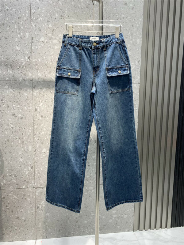 celine new style wide-leg jeans with large pockets
