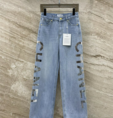 Chanel spring and summer new bronzing letter logo jeans