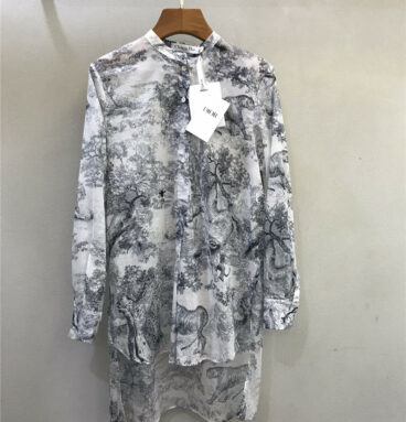 Dior classic Jouy print animal series ink painting shirt