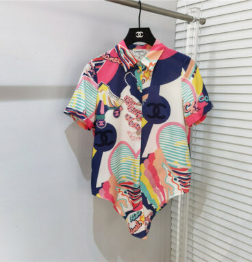 Chanel color tie-dye printing series short-sleeved shirt
