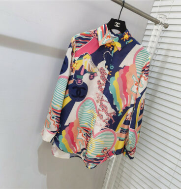 Chanel color tie-dye printing series long-sleeved shirt