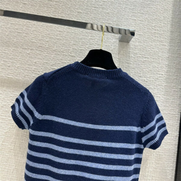 Dior navy striped knitted short-sleeved top