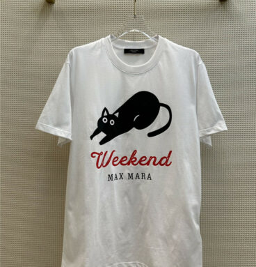 MaxMara printed cat logo letter short-sleeved T-shirt