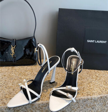 YSL new rhinestone buckle high-heeled sandals
