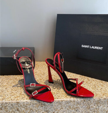 YSL new rhinestone buckle high-heeled sandals