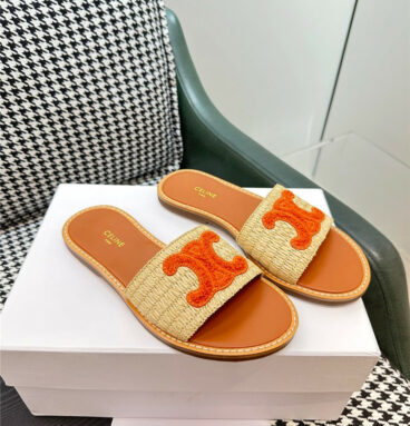celine British style flat micro logo sandals and slippers