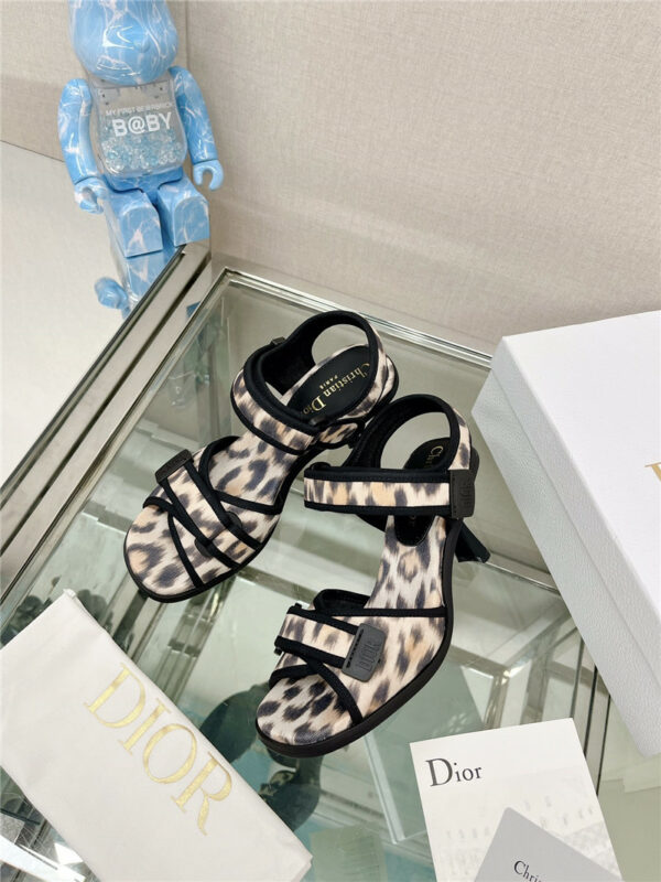 dior leopard print velcro sandals