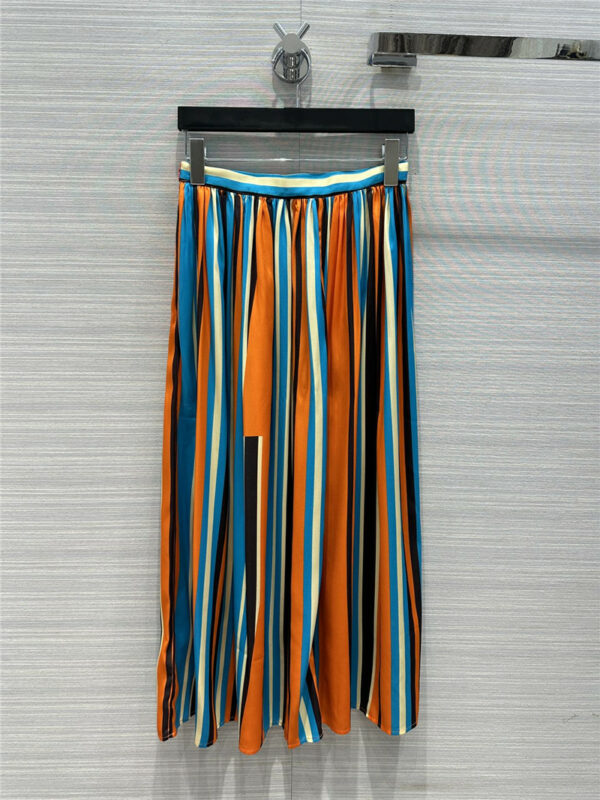 Prada summer fresh and colorful striped silk skirt
