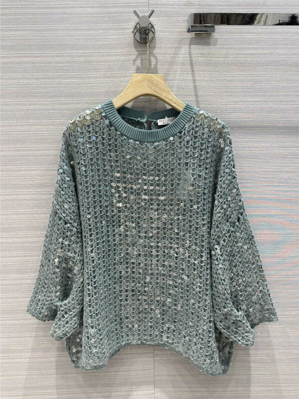 Brunello Cucinelli sparkling fish scale sequined knitted top