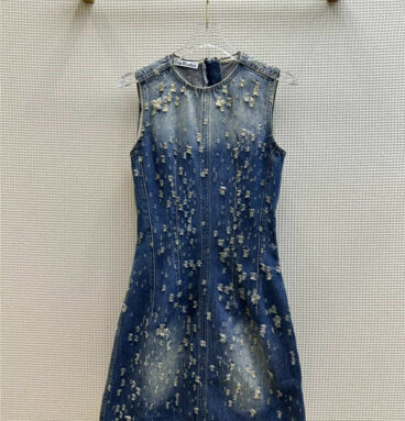 acne studios blue shotgun havoc frayed sleeveless denim dress