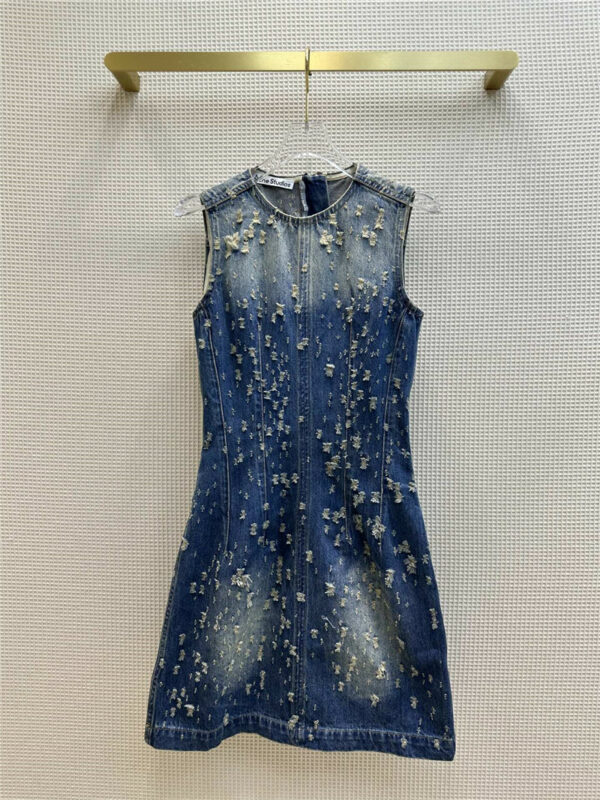 acne studios blue shotgun havoc frayed sleeveless denim dress