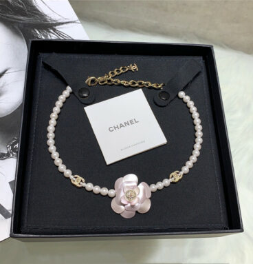 Chanel 23C pink camellia choker