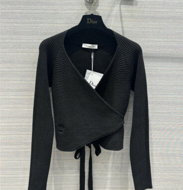 Dior heavy pitted rib-knit wool tie top