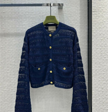 gucci French openwork knitted cardigan