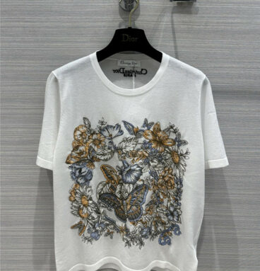 dior Reverse embroidered linen-knit top