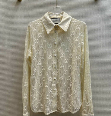 gucci lapel lace two piece long sleeve shirt
