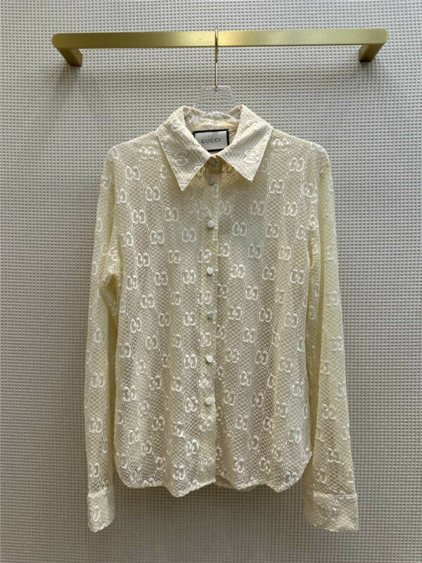 gucci lapel lace two piece long sleeve shirt
