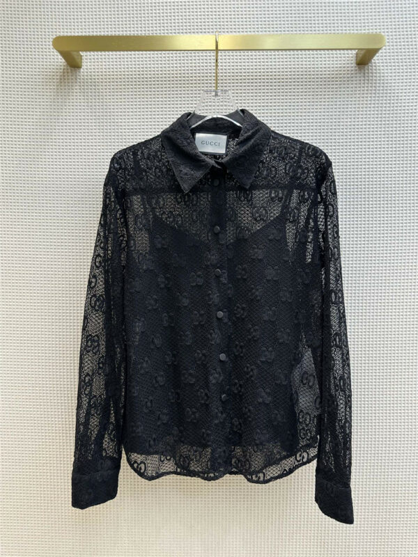 gucci new lapel lace two-piece long-sleeved shirt