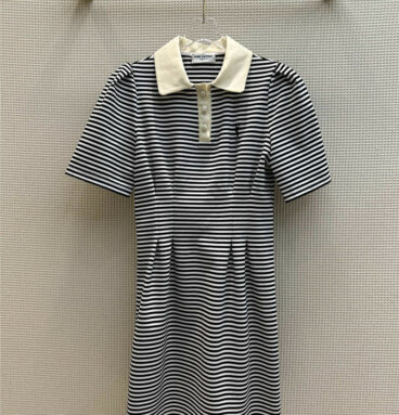 YSL Contrasting Lapel Striped Dress