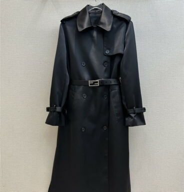 fendi classic double breasted long trench coat