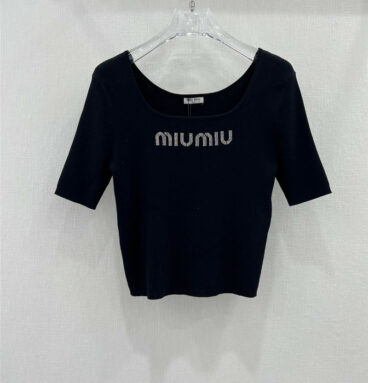 miumiu hot diamond logo knitted top